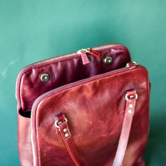 Sigerson Morrison Burgundy Leather Tote Bag 16” x 13” - Picture 6 of 6